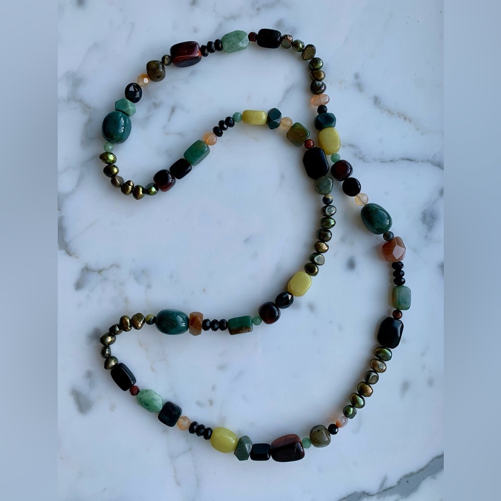 Semi precious stones 36” necklace